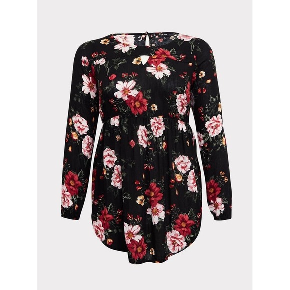 NWT Torrid Babydoll Gauze Keyhole Front Tunic Top Floral Women's Plus Size 4 4X - Picture 5 of 10
